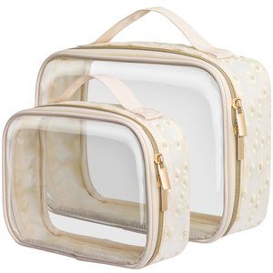 Floral Texture Lace Tsa Approved Toiletry Bag - 180° Large Opening Clear💕